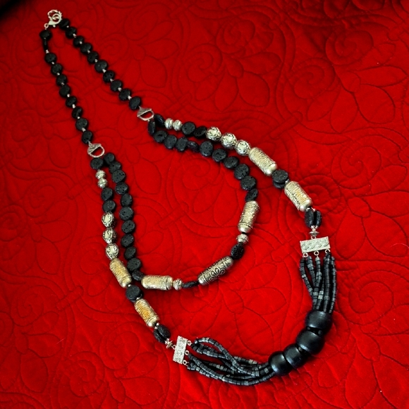 LAVA AND BALI BEADED NECKLACE - Picture 1 of 8